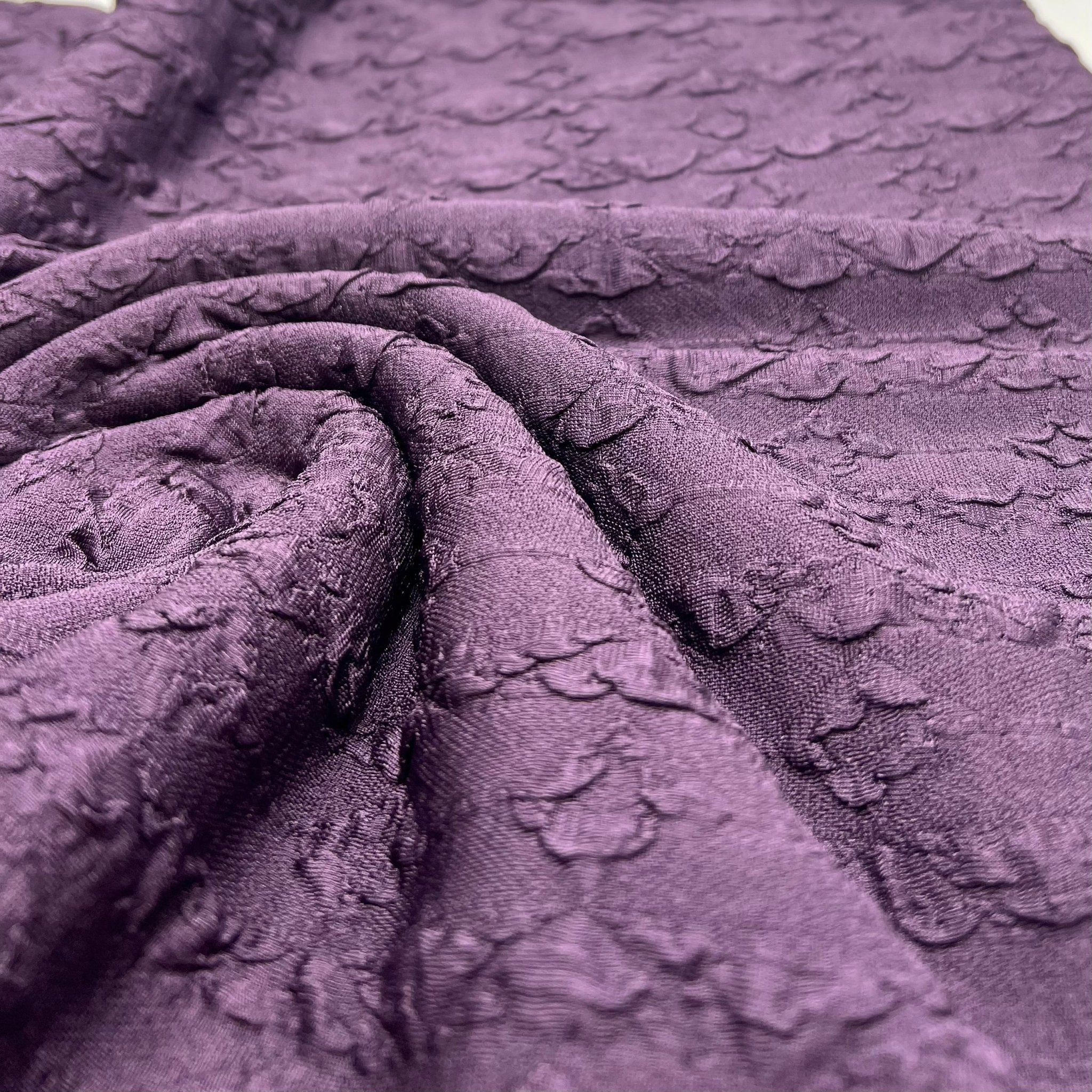 Plum Bubble Textured Jacquard Stretch Fabric - T9 Fabrics